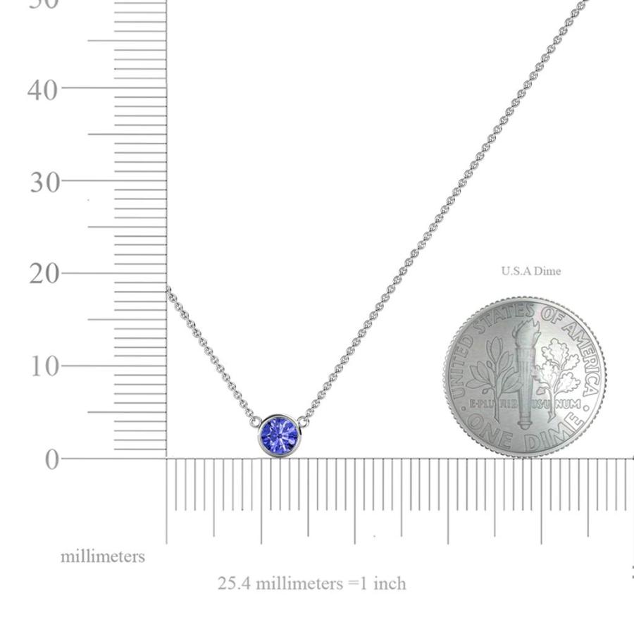 【並行輸入品】TriJewels ラウンドタンザナイト 0.30カラット ベゼルセット 4.4mm レディース ソリティアペンダントネックレスの画像