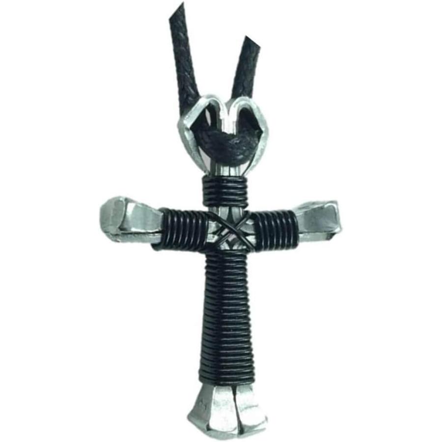 【並行輸入品】Show Me Country ブラック ハンドメイド 馬蹄 ネイル クロスネックレス 米国製