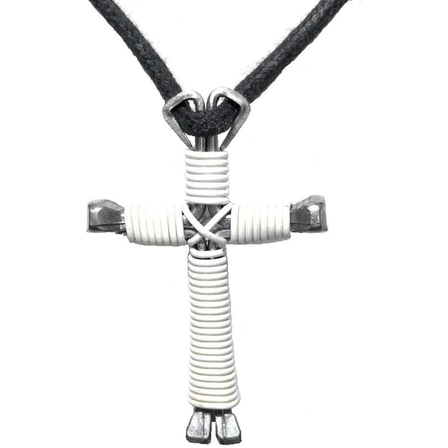 【並行輸入品】Show Me Country ホワイト ハンドメイド 馬蹄 ネイル クロス ネックレス アメリカ製