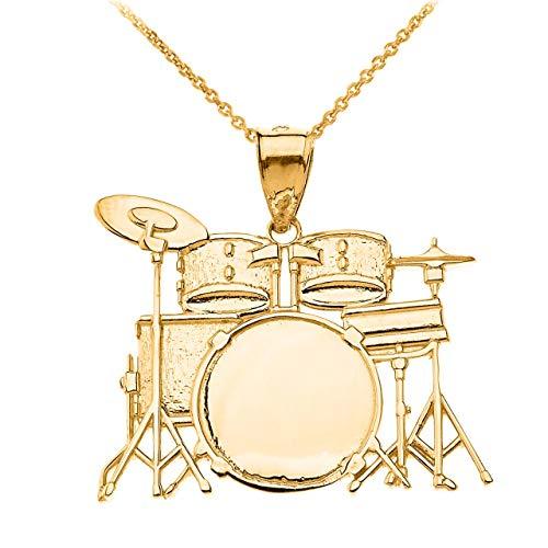 【並行輸入品】認定10Kゴールドミニチュアドラムセット音楽チャームペンダントネックレス Certified 10k Yellow Gold Muの画像