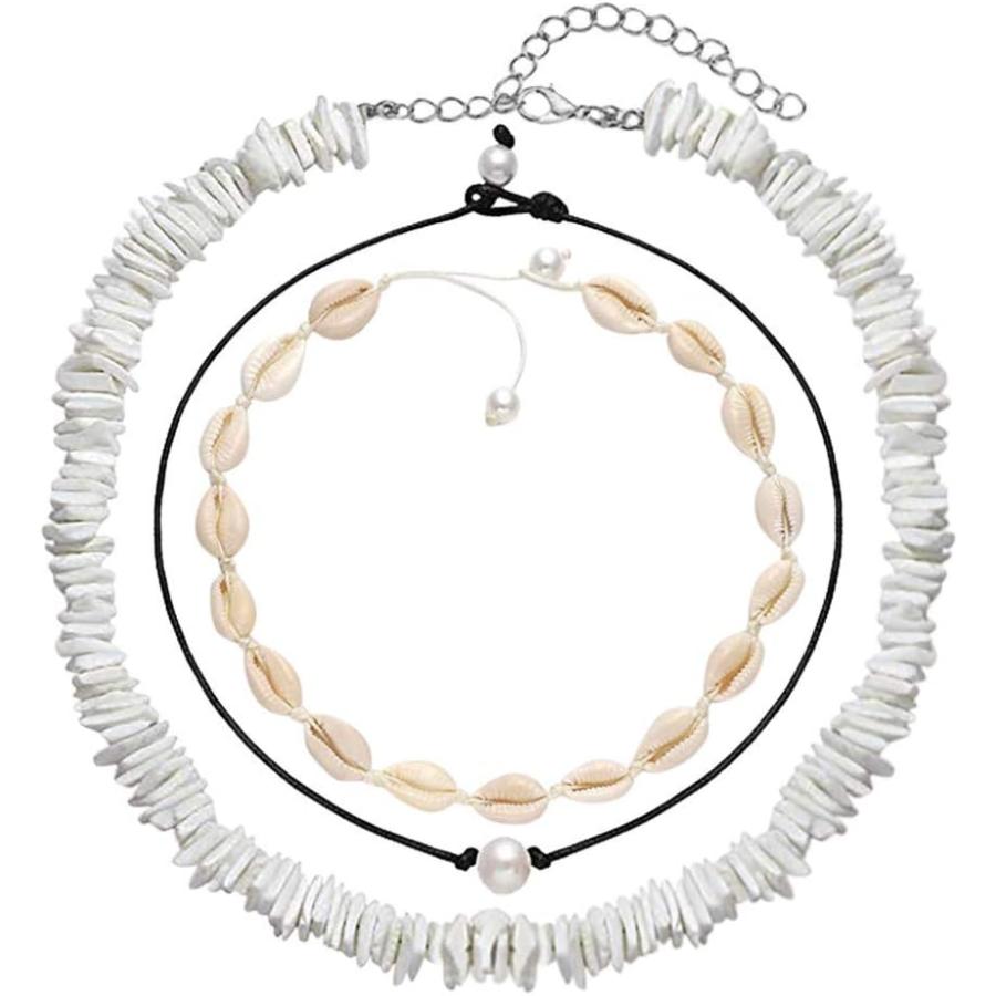 【並行輸入品】Kehen Puka Shell Necklace Bracelet Set Hawaiian Adjustable Pearl Cho