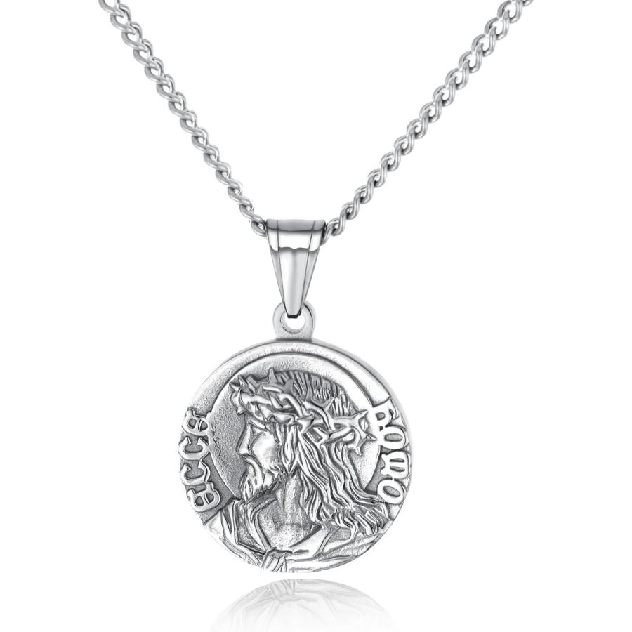 【並行輸入品】jonline24h Mens Womens Stainless Steel Gold Plated Jesus Virgin Mary