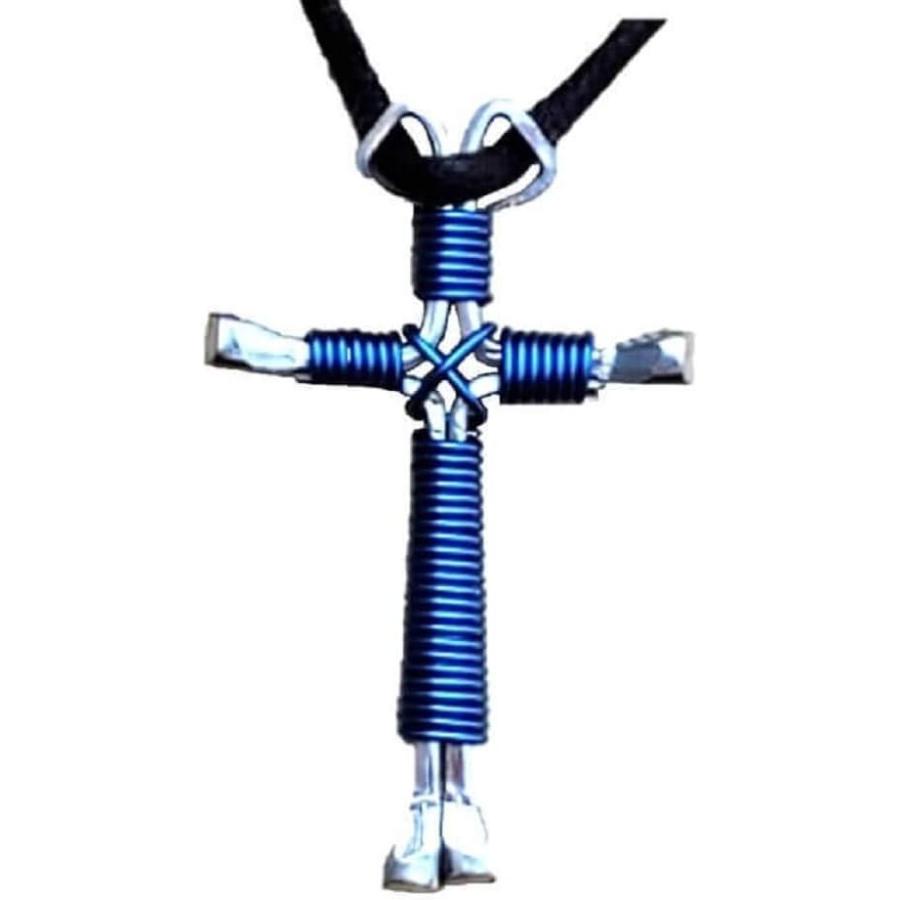 【並行輸入品】Show Me Country Royal Blue Hand Made Horseshoe Nail Cross Necklace M