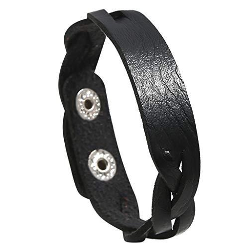 【並行輸入品】Evangelia.YM Handmade Knit Leather Bangle Bracelet for Women Men_1