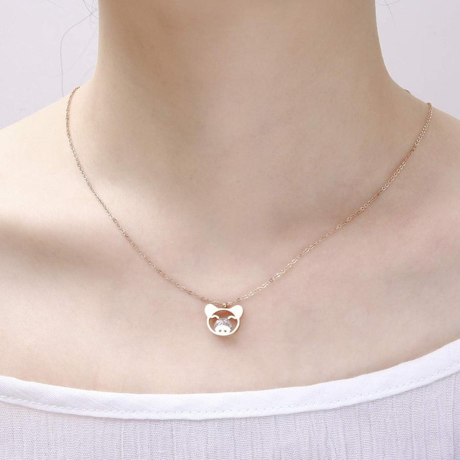 【並行輸入品】Caiyao かわいい豚のペンダントネックレス ローズゴールド かわいい動物ネックレス 女性や女の子へのギフトに (クリスタル付き)_5