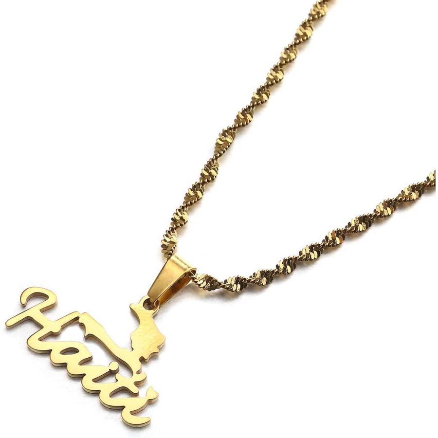 【並行輸入品】Stainless Steel Charm Haiti Map Pendant Necklace Women Girls Ayiti M