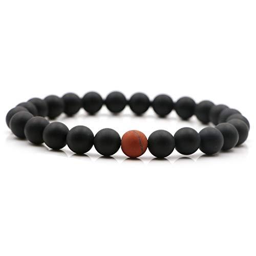 【並行輸入品】Frigcore Beads, Mens Bead Bracelets 8mm Matte Black Onyx & Red S
