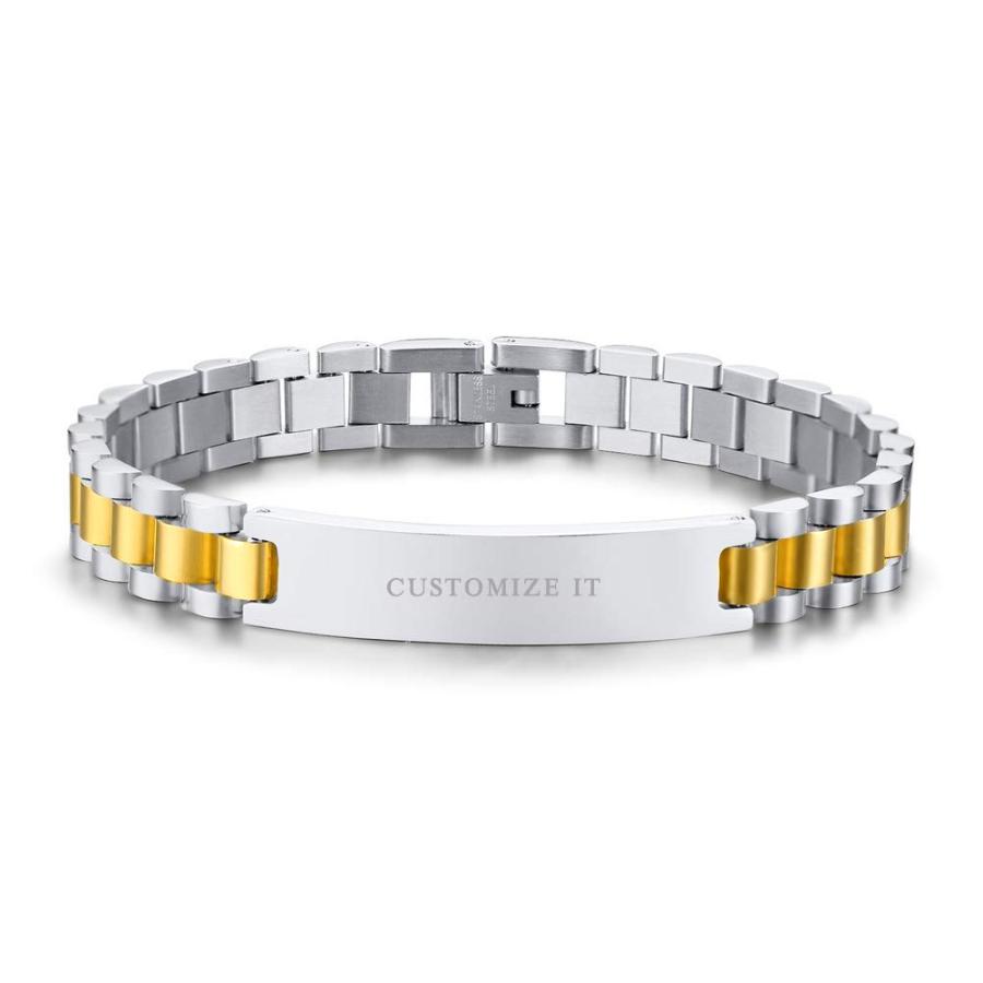 【並行輸入品】PJ Jewelry メンズ腕時計バンド リンクチェーン IDブレスレット カスタマイズ可 ステンレススチール PJ Jewelr