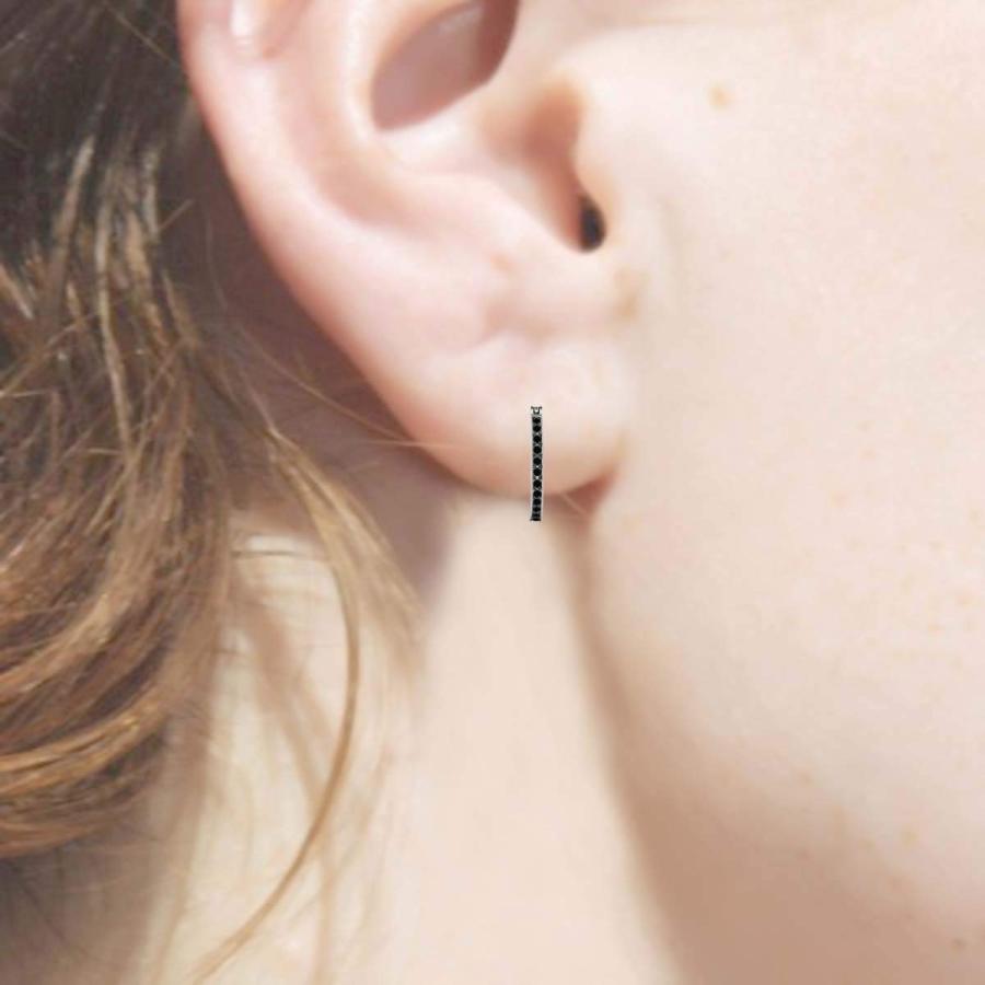 今月中値下げします Black Diamond 1/4 Carat Milgrained Hoop Earrings For Women´s In 並行輸入品