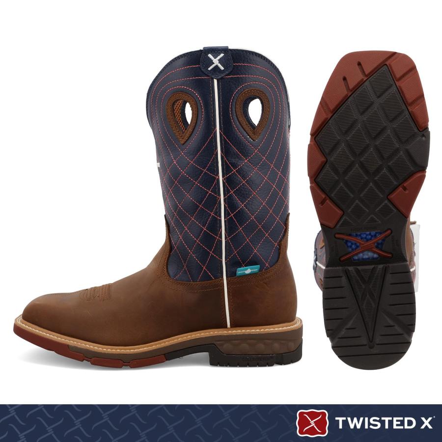 【並行輸入品】Twisted X Men's 12" Western Work Boot, Mocha/Navy 9.5 Dの画像