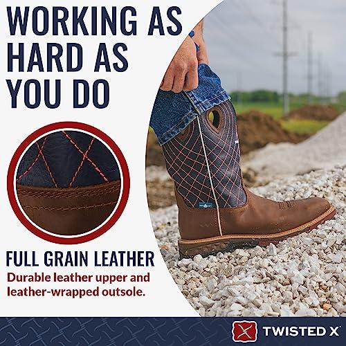 【並行輸入品】Twisted X メンズ 12インチ ウェスタンワークブーツ スチールトゥ, モカ・ネイビー, 7.5 Men’s 12″ Alの画像