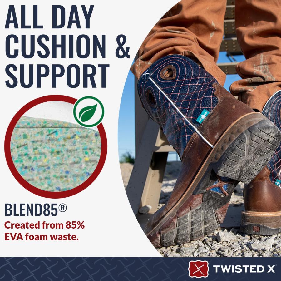 【並行輸入品】Twisted X メンズ 12インチ ウェスタンワークブーツ スチールトゥ, モカ・ネイビー, 7.5 Men’s 12″ Alの画像