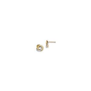 【並行輸入品】14K イエローとホワイトゴールド ツートンカラー テクスチャード加工 ラブノット ポスト スタッドピアス 10mm, 金属 14の画像