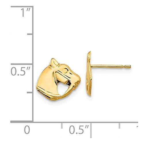 【並行輸入品】ソリッド14Kイエローゴールド ホースヘッドポストスタッドピアス 8mm x 9mm， 金属 Solid 14k Yellow_7