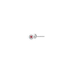 【並行輸入品】ソリッド14Kホワイトゴールドダイヤモンドとルビーポストスタッドピアス 6mm (.09カラット), ジェムストーン, ルビー ダの画像
