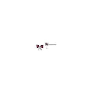 【並行輸入品】ソリッド14Kホワイトゴールド 人工ルビー ボウポスト スタッドピアス   7mm x 9mm, ジェムストーン, ルビー Solの画像