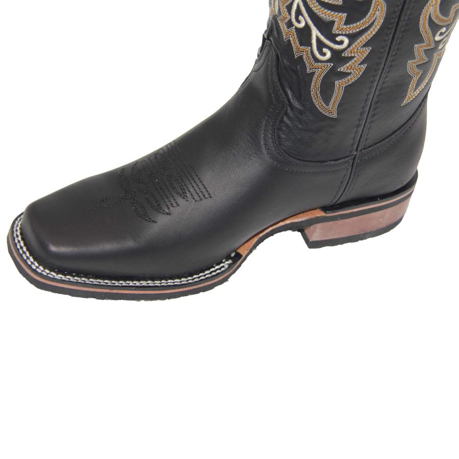 【並行輸入品】Western Shops メンズ 本革 カウボーイ スクエアトウ ウェスタン ロデオ ブーツ US サイズ: 7 カラー: ブラの画像