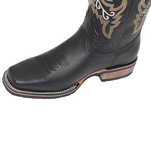 【並行輸入品】Western Shops メンズ 本革 カウボーイ スクエアトウ ウェスタン ロデオ ブーツ US サイズ: 7 カラー: ブラの画像