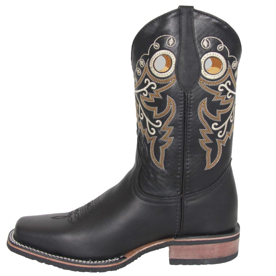【並行輸入品】Western Shops メンズ 本革 カウボーイ スクエアトウ ウェスタン ロデオ ブーツ US サイズ: 7 カラー: ブラの画像