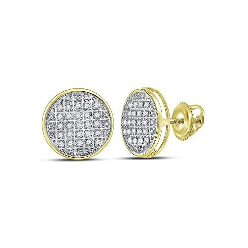 【並行輸入品】Diamond2Deal 10kt Yellow Gold Mens Round Diamond Circle Clusterの画像