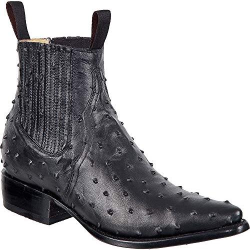 【並行輸入品】Western Shops メンズ レザー カウボーイブーツ オーストリッチプリント ショート アンクル ウェスタン J トウ ブの画像