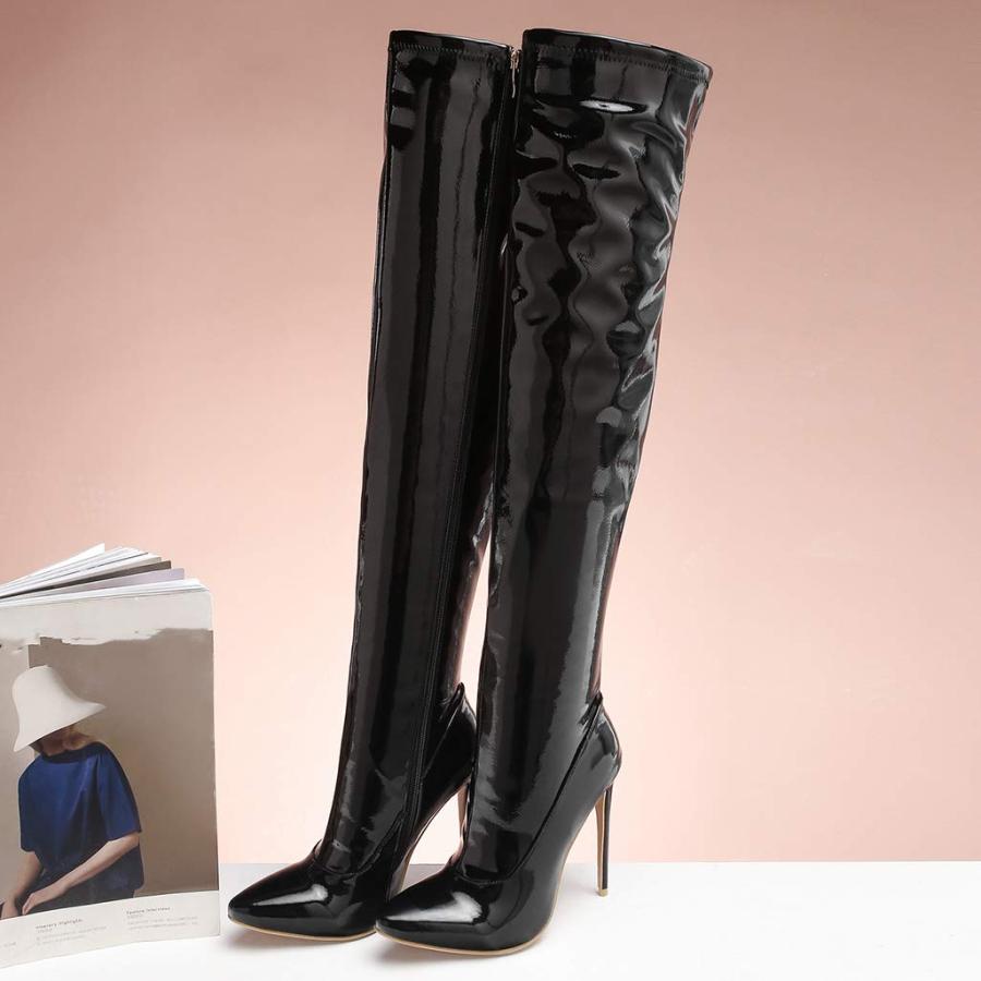 【並行輸入品】Bellirala Womens Patent Leather High Heel Stiletto Thigh High Poの画像