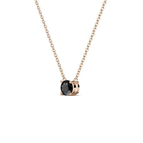 【並行輸入品】TriJewels ラウンドブラックダイヤモンド 1/4カラット プロングセット 4mm レディース ソリティアペンダントネックレの画像