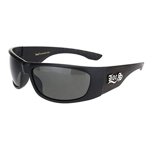 【並行輸入品】Mens Locs Sunglasses Matte Black Oval Rectangle Wrap Around Browの画像
