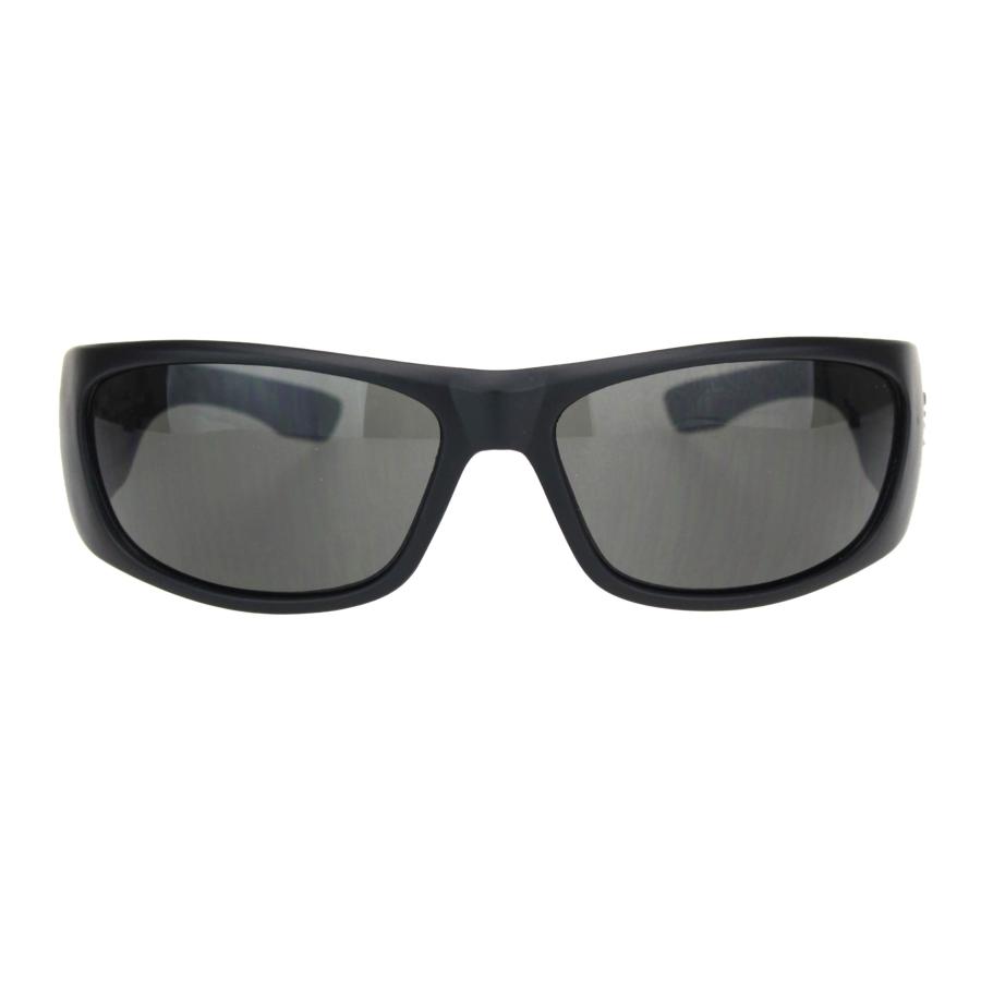 【並行輸入品】Mens Locs Sunglasses Matte Black Oval Rectangle Wrap Around Browの画像