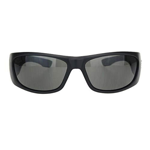【並行輸入品】Mens Locs Sunglasses Matte Black Oval Rectangle Wrap Around Browの画像