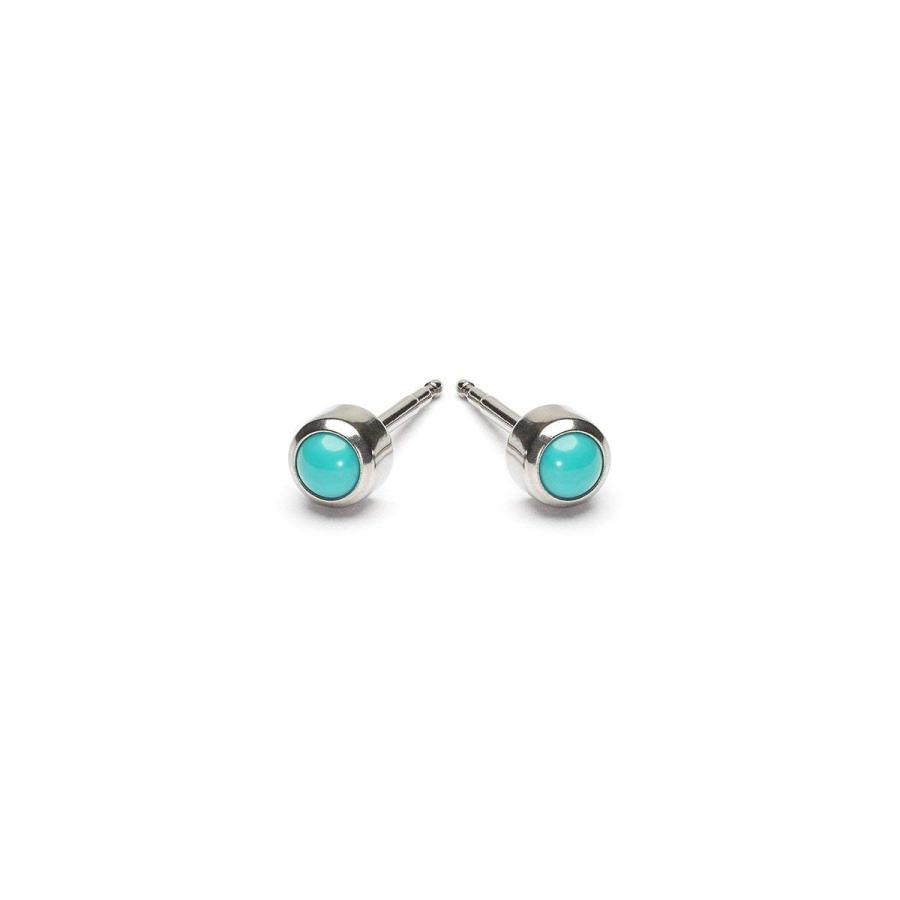 【並行輸入品】Simply Whispers Stainless Steel 3 mm Turquoise Stud Earrings