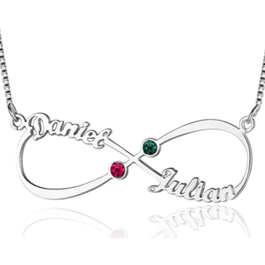 【並行輸入品】Lam Hub Fong ネームネックレス スターリングシルバー インフィニティネームネックレス 女性用 2つのネームネックレス 女性用
