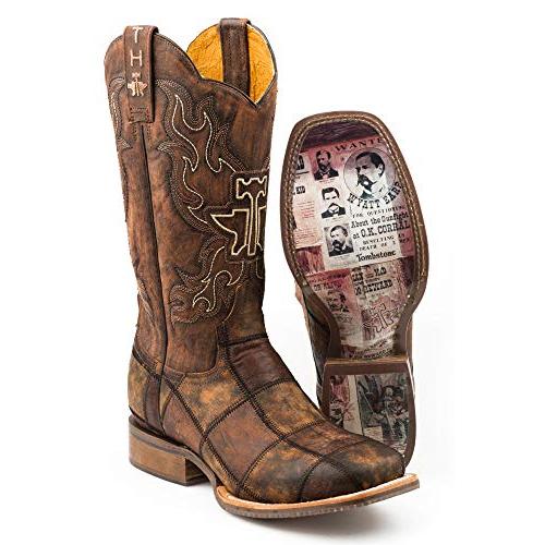 【並行輸入品】Tin Haul Men's Dead Or Alive Western Boot Broad Square Toe Brownの画像