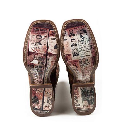 【並行輸入品】Tin Haul Men's Dead Or Alive Western Boot Broad Square Toe Brownの画像