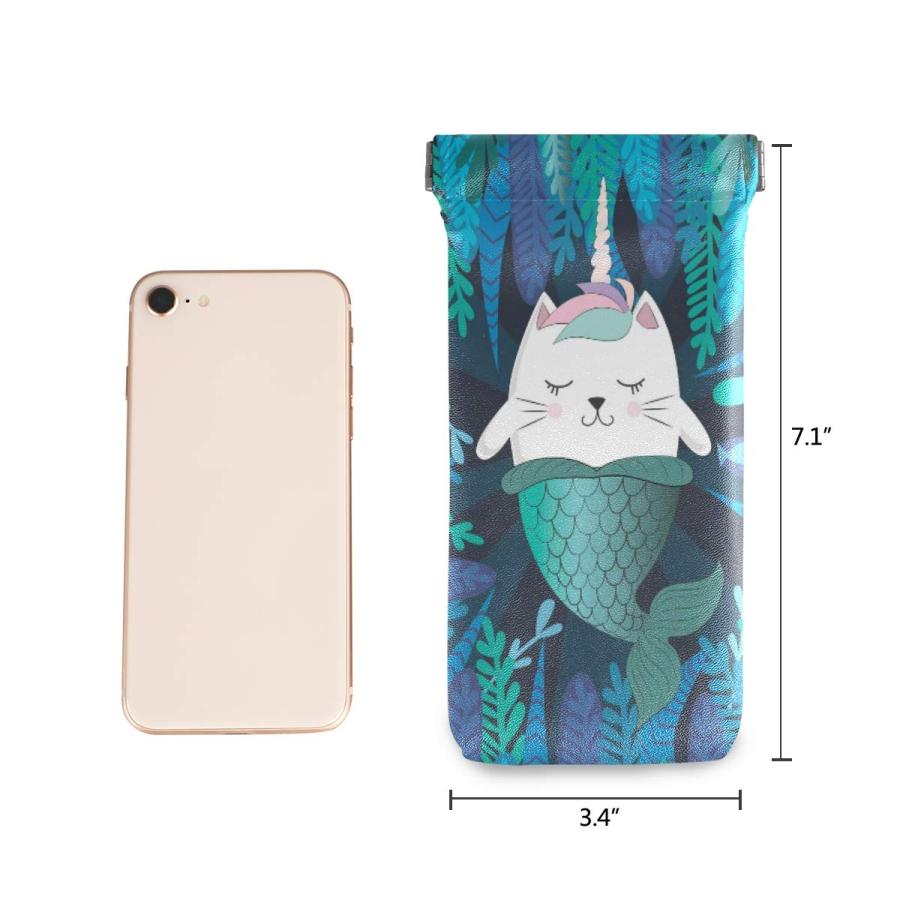 【並行輸入品】AUUXVA Sunglasses Pouch Palm Leaves Cat Mermaid Squeeze Top Glasの画像
