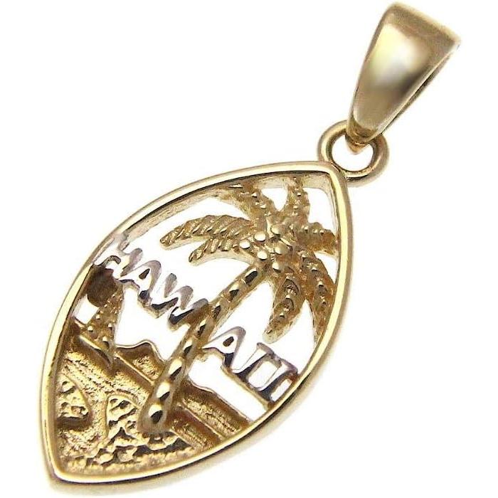 【並行輸入品】Arthur's Jewelry 14k white gold Hawaii yellow gold Hawaiian palm tre_1