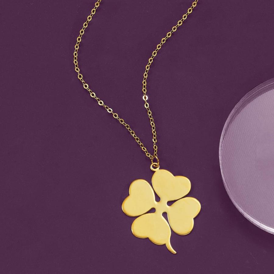 【並行輸入品】[Ross-Simons] レデイーズ イタリア語14kt 4リーフクローバーネックレス。 20インチ 黄色の画像