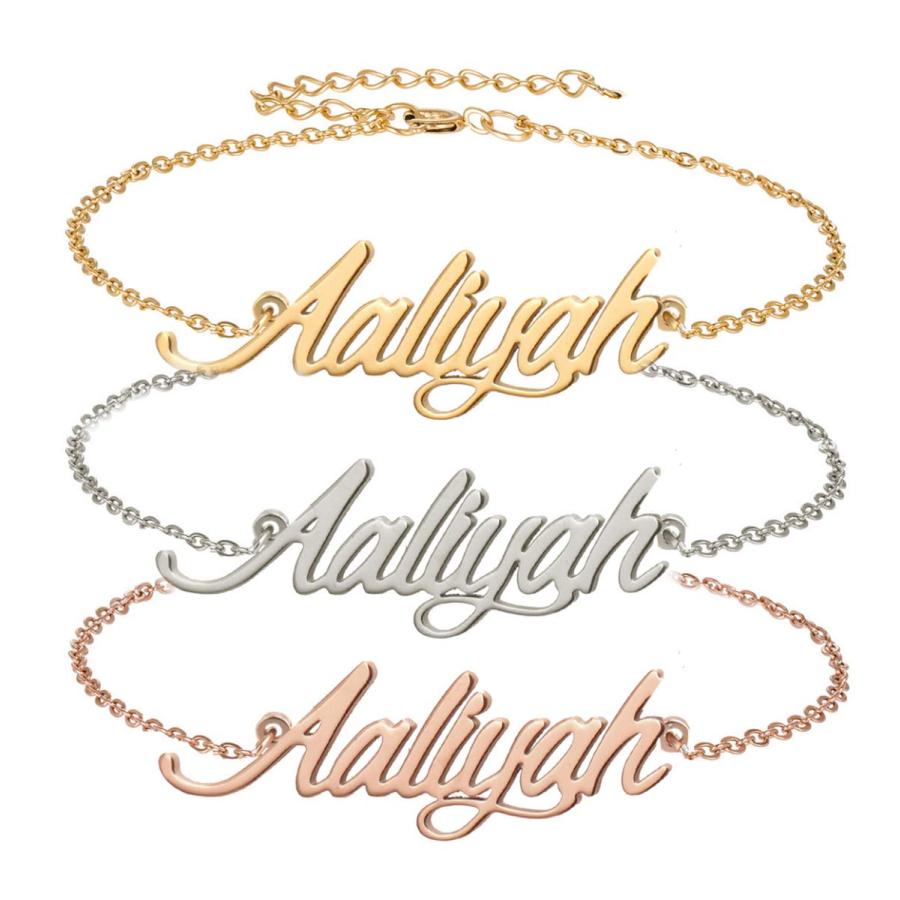 【並行輸入品】Aoloshow ステンレススチール 名前入りネックレス ブレスレット ジュエリー カスタマイズ可 ゴールド Aoloshow S