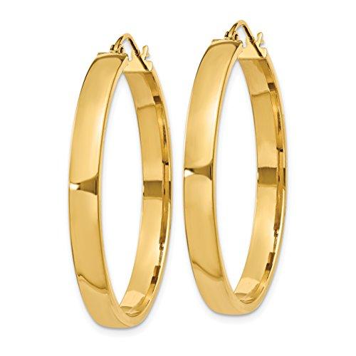 【並行輸入品】4mm Square Hoop Tube Earrings in Real 14k Yellow Gold 35 mmの画像