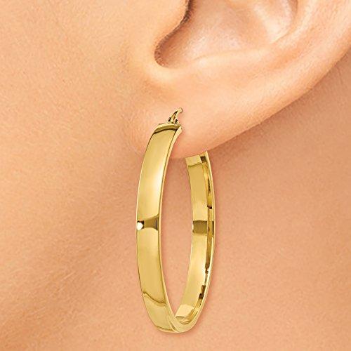 【並行輸入品】4mm Square Hoop Tube Earrings in Real 14k Yellow Gold 35 mmの画像