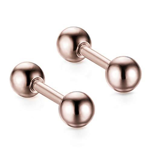 【並行輸入品】Meoliny Titanium Steel Mens Womens Earrings Dumbbell Round Ball