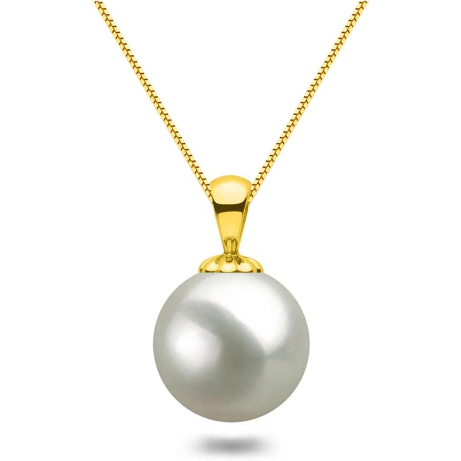 【並行輸入品】9mm White Freshwater Cultured Pearl Pendant Necklace 16inch Chain 18