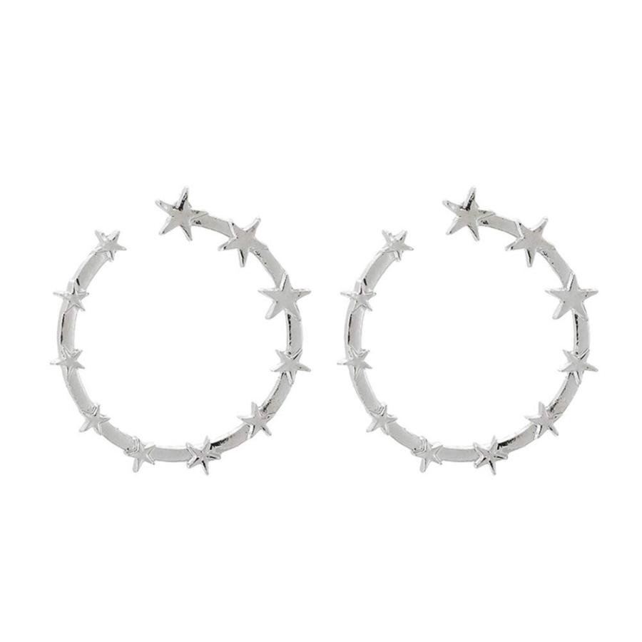 【並行輸入品】Womens Fashion Open Big Star Pattern Circle Pendant Ear Hoop Ear
