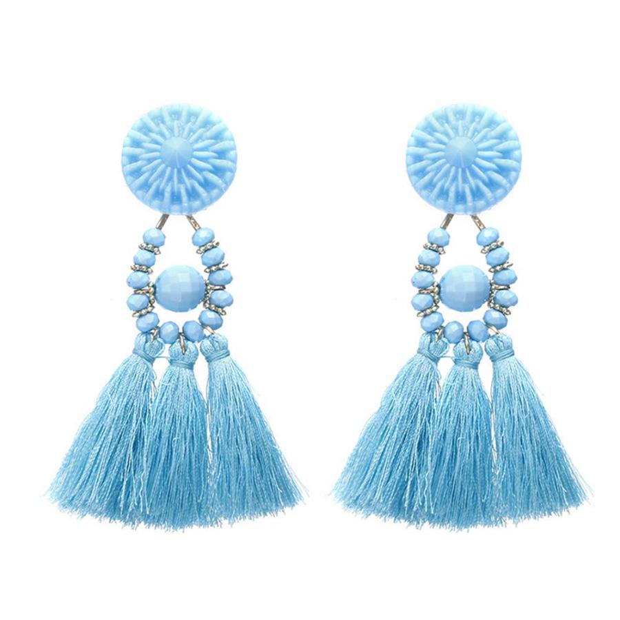 【並行輸入品】Earrings For Female,Bohemian Resin Beads Long Tassel Dangle Ear