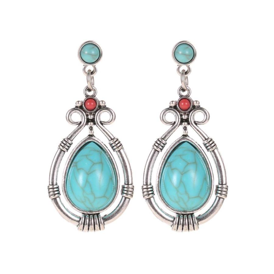 【並行輸入品】Earrings For Girls Women,Vintage Women Water Drop Faux Turquoise