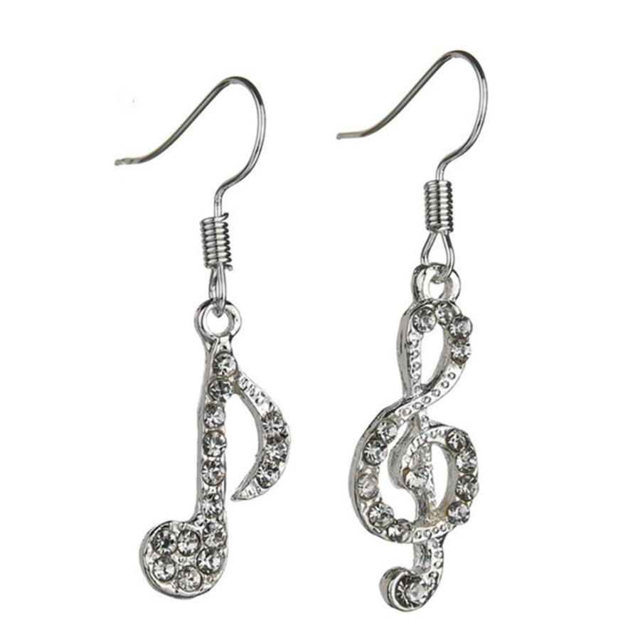 【並行輸入品】Fashion Earrings For Women,Glitter Treble Music Note Rhinestone