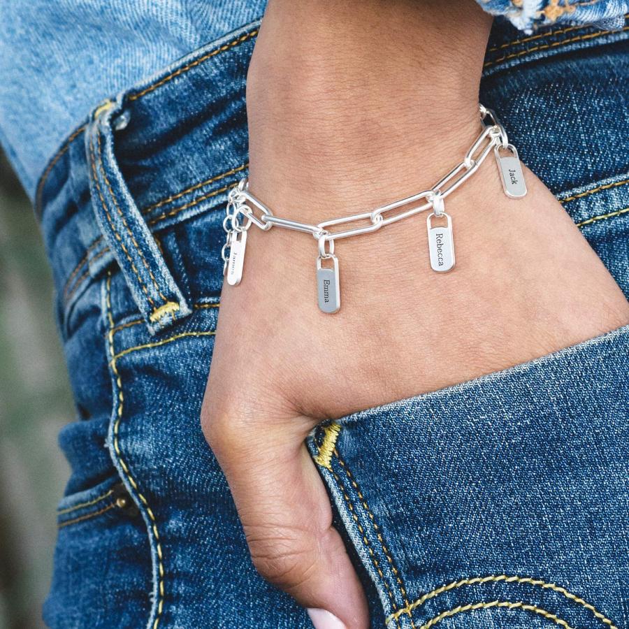 シルバー チェーンリンク ブレスレット 刻印あり 並行輸入品】MyNameNecklace パーソナライズチェーンリンク