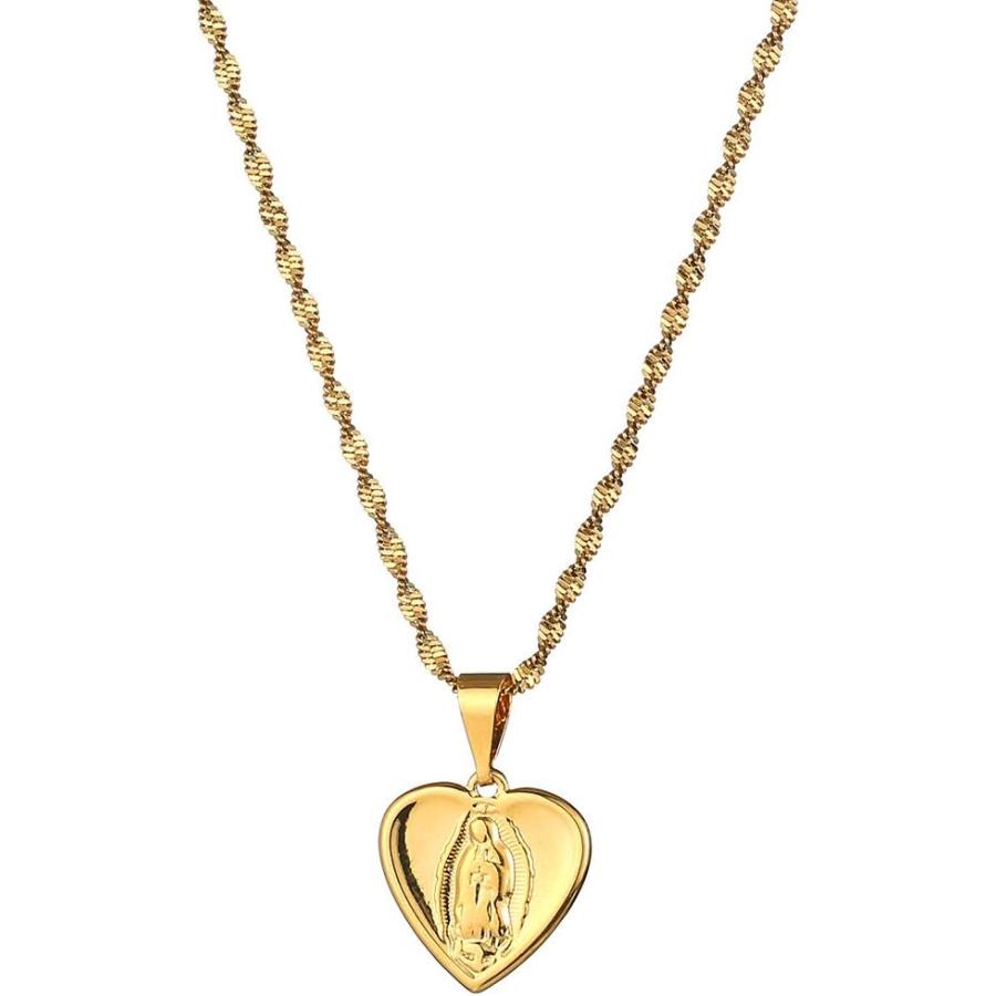 【並行輸入品】Virgin Mary Heart Pendant Necklace for Women Gold Color Nun Catholic