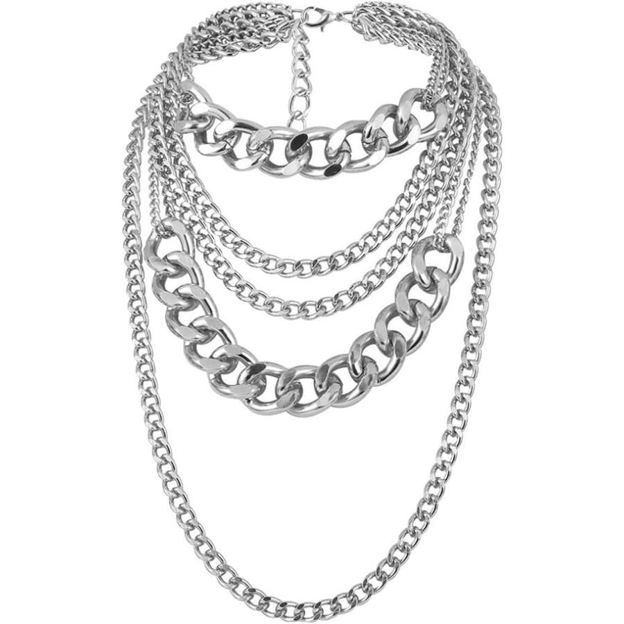 【並行輸入品】Fashion Necklace for Women Girls Punk Multi-Layer Curb Chain Stateme