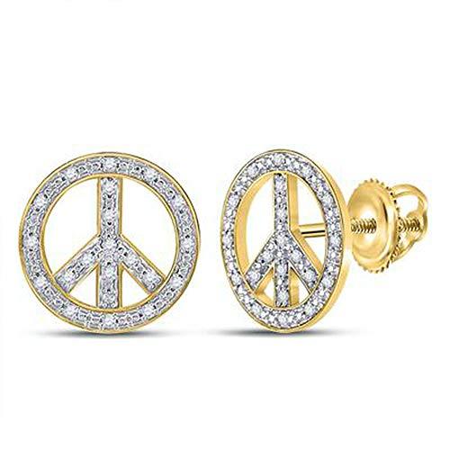 【極美品】 10k Two Tone Gold Diamond Peace Sign Stud Earrings (0.15ctw， G H 並行輸入品
